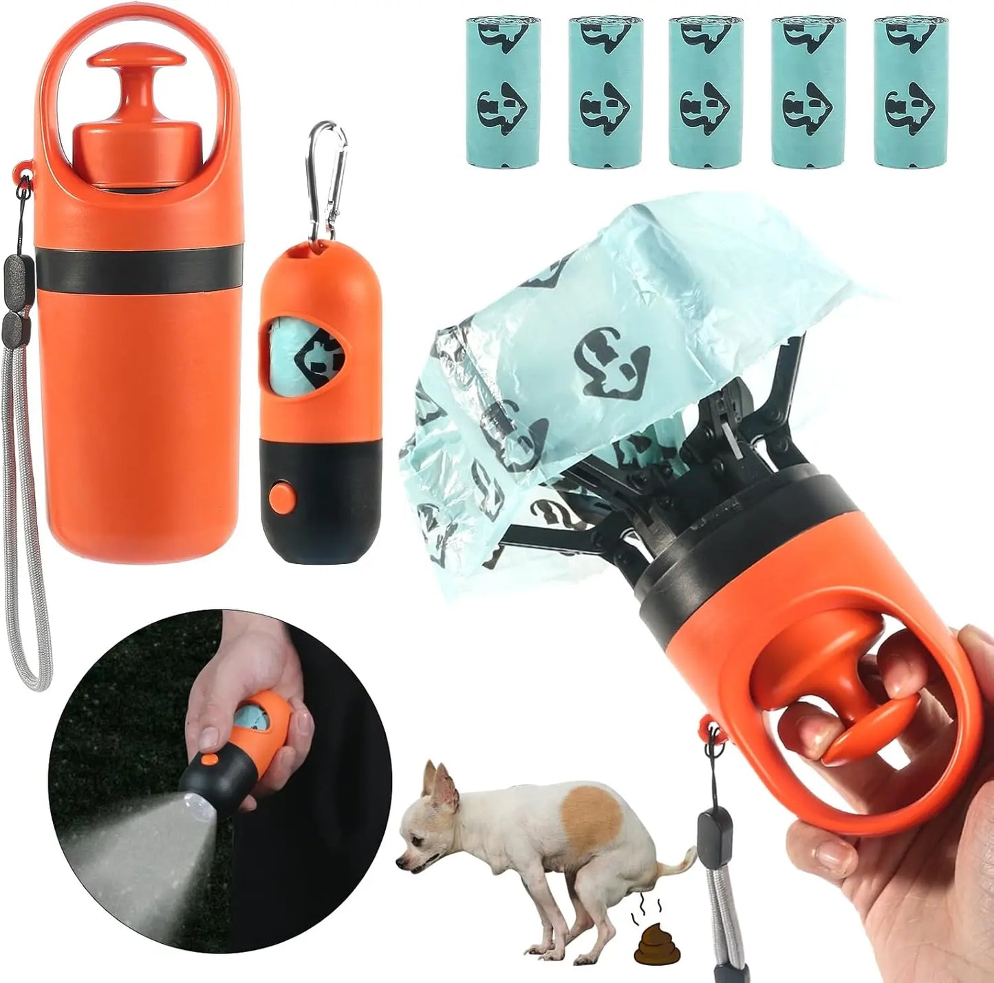 Dog Poop Scooper Set with LED Light