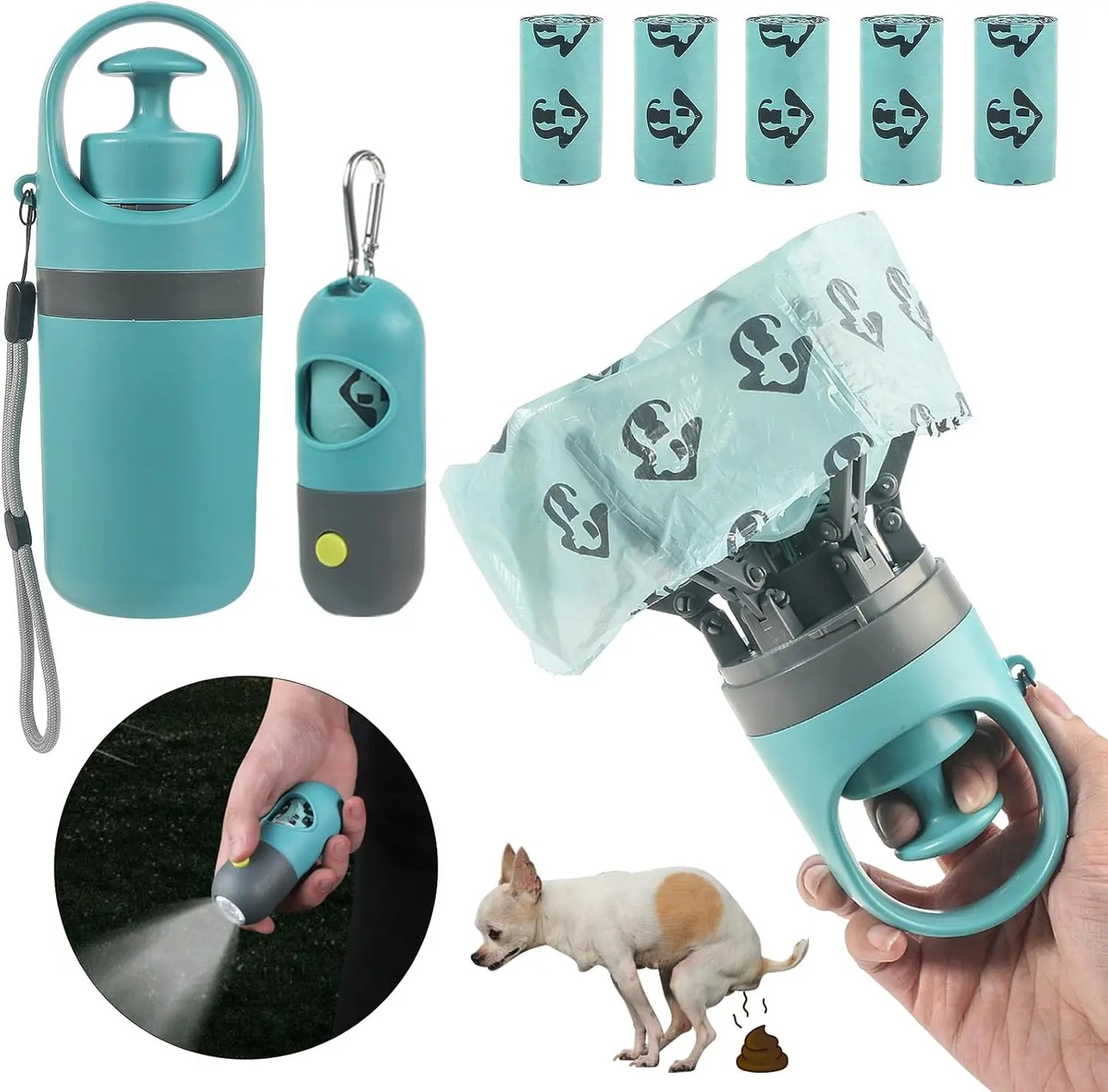 Dog Poop Scooper Set with LED Light
